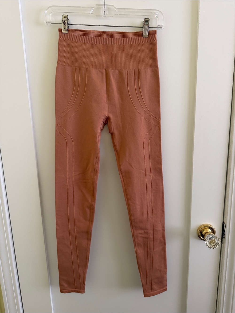 Fabletics High-Waist Seam-Detail Leggings - Rust